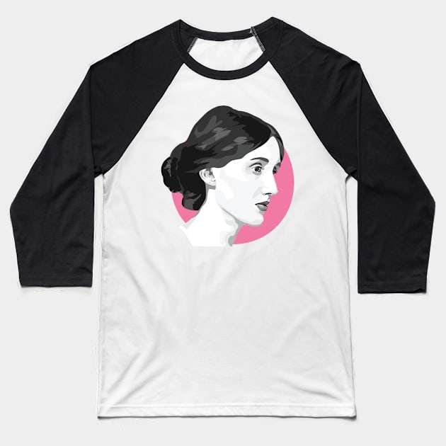 Virginia Woolf Baseball T-Shirt by FemCards